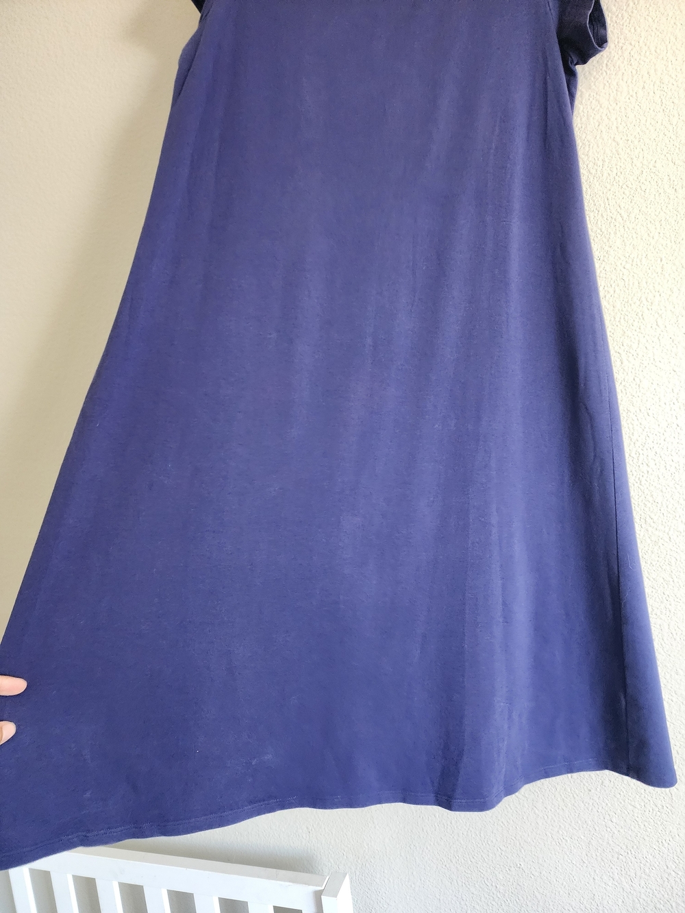 EILEEN FISHER Organic Cotton Stretch Short Sleeve Scoop Neck Midi Dress M Blue - Picture 2 of 8